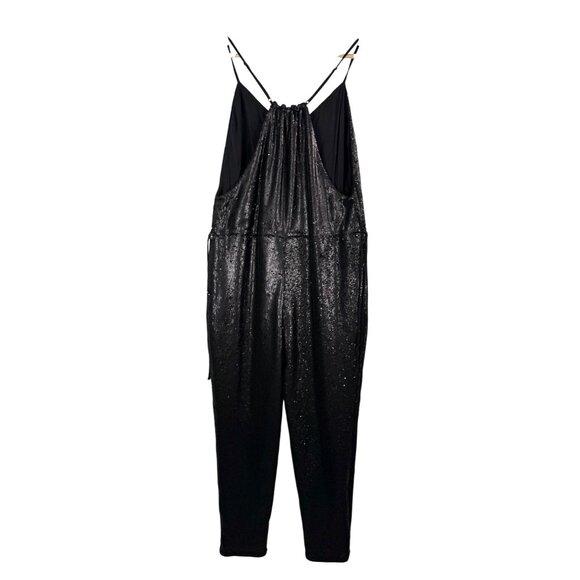 Free People black sequin pantsuit jumpsuit Swiftly boho sz S - Picture 7 of 9